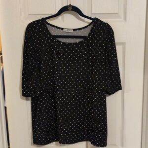 Cha Cha Vente Black Blouse with White Dots